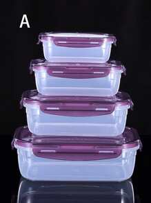 Contenedor De Almacenamiento De Alimentos Transparente, Diseño Impermeable De Forma Rectangular De Pp De Estilo Moderno Adecuado para Nevera Y Microondas - Morado - Ver 4
