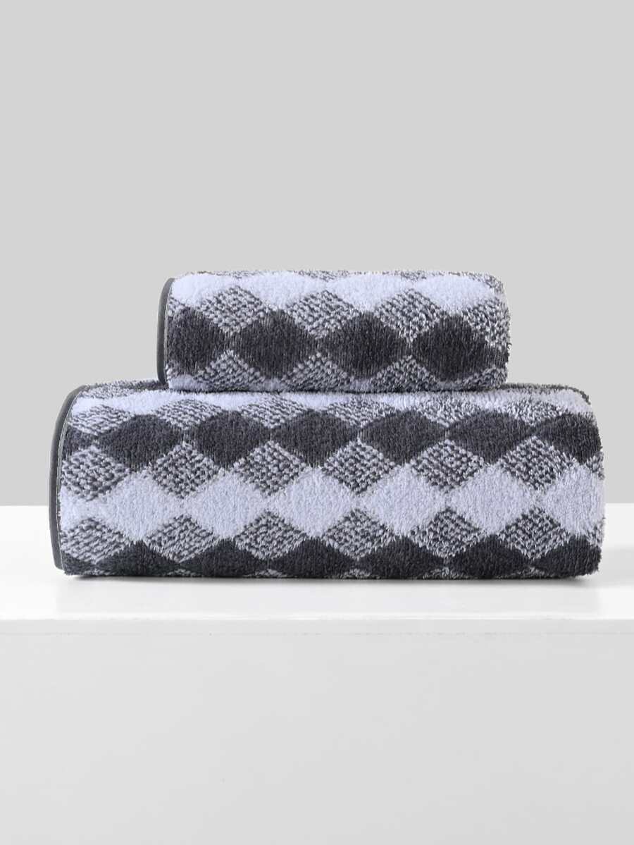 1 条浴巾，多种颜色，简约图案，由涤纶纤维制成，70*140 厘米或手巾 34*75 厘米，吸水速干柔软，适合成人、男女，所有季节，适用于浴室、酒店、健身房、旅行、派对、节日礼物 - 黑與白 - 查看 1