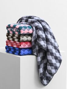 1 条浴巾，多种颜色，简约图案，由涤纶纤维制成，70*140 厘米或手巾 34*75 厘米，吸水速干柔软，适合成人、男女，所有季节，适用于浴室、酒店、健身房、旅行、派对、节日礼物 - 黑與白 - 查看 7