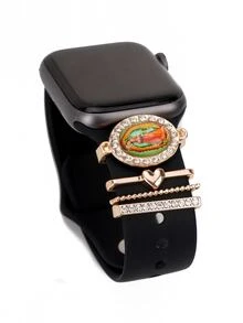 4入組/套合金水鑽聖母瑪利亞幸運錶帶吊飾裝飾環兼容 Apple 錶帶配件兼容 Galaxy 錶帶系列吊飾 - 彩色 - 查看 4