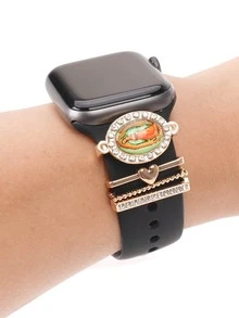 4入組/套合金水鑽聖母瑪利亞幸運錶帶吊飾裝飾環兼容 Apple 錶帶配件兼容 Galaxy 錶帶系列吊飾 - 彩色 - 查看 3