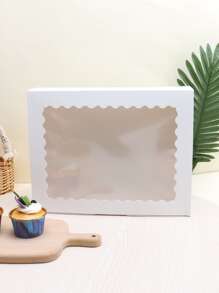 2pcs Cupcake Packaging Box For Tart, Sweet, Muffin, Biscuit, Bakery, Picnic, Holiday, Gift, Birthday School Supplies Food Bag Food Box Suitable For Candy Chocolate Cookies Etc. - White - View 3