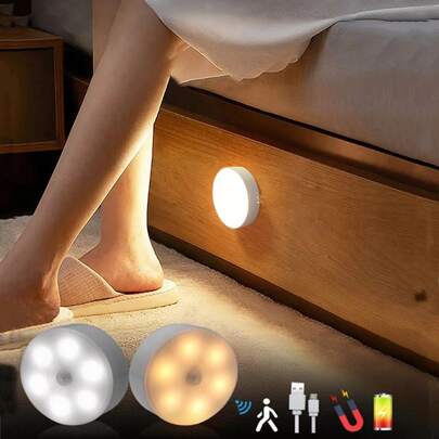 قطعة واحدة 8 LED قابلة للشحن رياضات مستشعر ضوء الخزانة مع مصباح , لمبة ليلي و ميني مصباح سرير جانبي