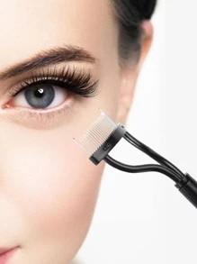 Lược chải lông mi bằng thép không gỉ màu đen, Dụng cụ tách lông mi cầm tay 1 cái Dụng cụ bôi Mascara Dụng cụ xác định lông mi có nắp lược được thiết kế bằng Arc Công cụ cọ mỹ phẩm được thiết kế màu đen, Bàn chải lông mày, Lược chải lông mày Lược mở rộng lông mi - màu đen - Xem 4