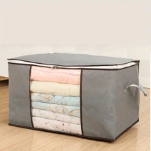 Large Clothes Storage Bag, Clothes Organizer With Handle & Clear Window, Storage Bins Containers For Comforters & Blankets - Grey - View 4