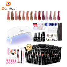 Poly Gel Nail Kit - Poly Gel Kits 14PCS Professional Poly Gel Nail Extension Set Nail Art Design Beginner Kit All in One Poly Nail Kits DIY at Home for Nail - 彩色 - 查看 1