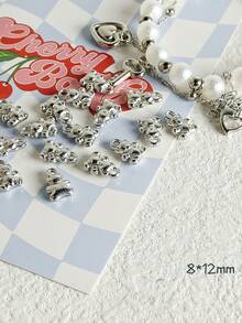 5pcs Multi-style Vintage Silver-color Necklace Pendant Set, Including Bear & Butterfly, Diy Bead Material For Making Bracelet