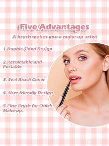 1 pieza de corrector de labios retráctil para maquillaje con tapa de lápiz labial de tamaño de viaje de doble extremo - Negro - Ver 5