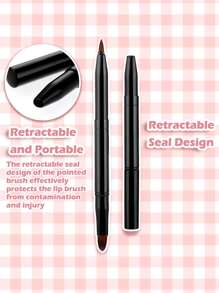 1 pieza de corrector de labios retráctil para maquillaje con tapa de lápiz labial de tamaño de viaje de doble extremo - Negro - Ver 3