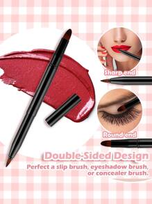 1 pieza de corrector de labios retráctil para maquillaje con tapa de lápiz labial de tamaño de viaje de doble extremo - Negro - Ver 2