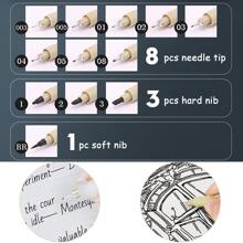 3pcs Waterproof Drawing Pen Set, Neutral Black Ink Brush, Great For Line Drawing And Outlining, Professional Artists' Supplies Back To School