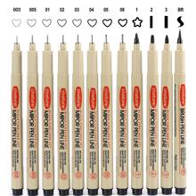 3pcs Waterproof Drawing Pen Set, Neutral Black Ink Brush, Great For Line Drawing And Outlining, Professional Artists' Supplies Back To School