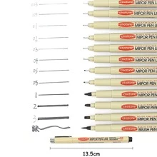 3pcs Waterproof Drawing Pen Set, Neutral Black Ink Brush, Great For Line Drawing And Outlining, Professional Artists' Supplies Back To School