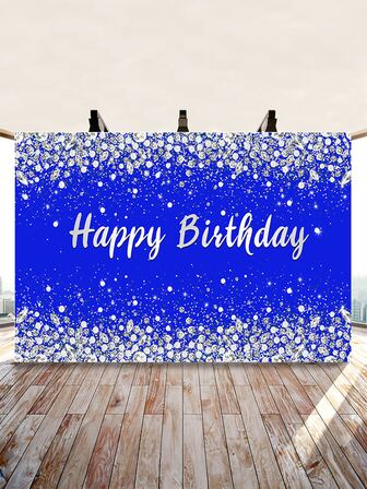 1 pieza Fondo azul feliz de cumpleaños paño hecho de poliéster para fiesta con diferentes tamaños con colores disponibles