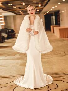 1 件白色时尚新娘婚礼保暖派对披肩秋季女士服装