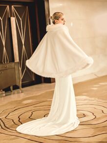 1 件白色时尚新娘婚礼保暖派对披肩秋季女士服装