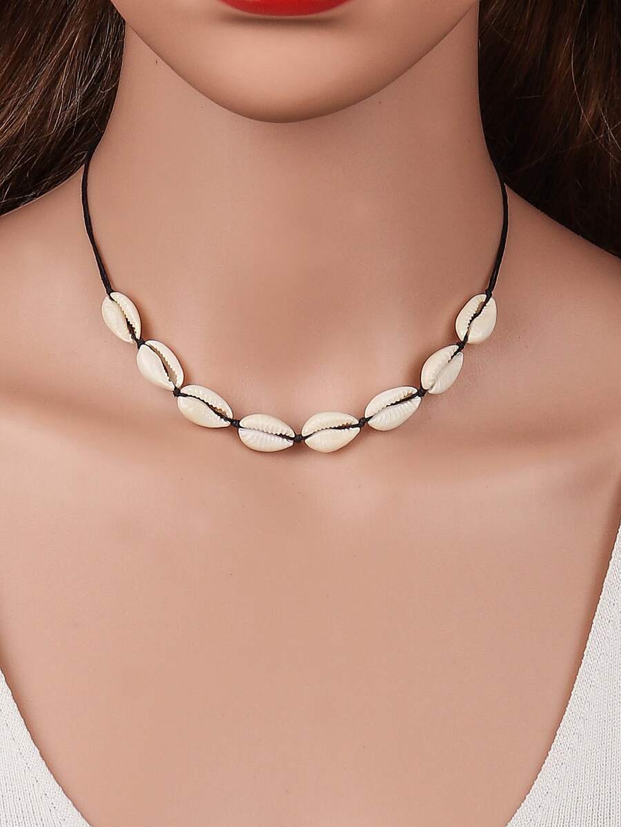 TopHanqi Vòng cổ trang trí vỏ sò - trắng - Xem 1