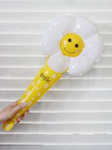 5 pièces Ensemble de ballons bâton chrysanthème visage souriant jaune