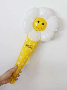 5 pièces Ensemble de ballons bâton chrysanthème visage souriant jaune