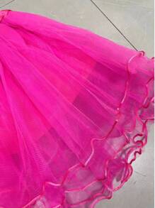 1入組粉紅色成人嘉年華服裝表演連身裙，4 層網眼公主裙帶襯裙，適合舞台和派對 - 玫紅色 - 查看 3