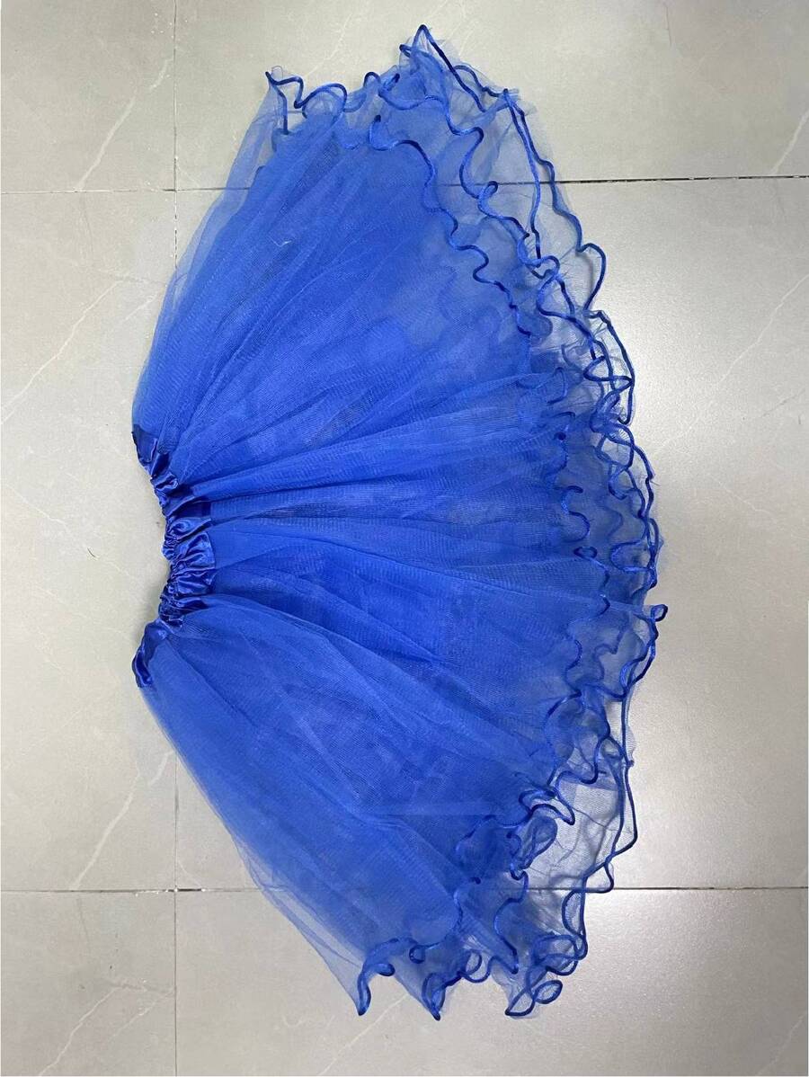 角色扮演舞会礼服狂欢节连衣裙女式四层薄纱公主裙，适合舞会、节日、舞台表演等万圣节 - 寶藍色 - 查看 1