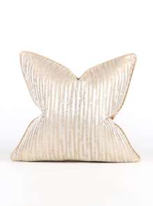 1 件现代简约金色几何图案涤纶提花方形抱枕套，适用于客厅、卧室、办公室，45cm * 45cm、50cm * 50cm、30cm * 50cm，（无枕芯） - 金色 - 查看 1