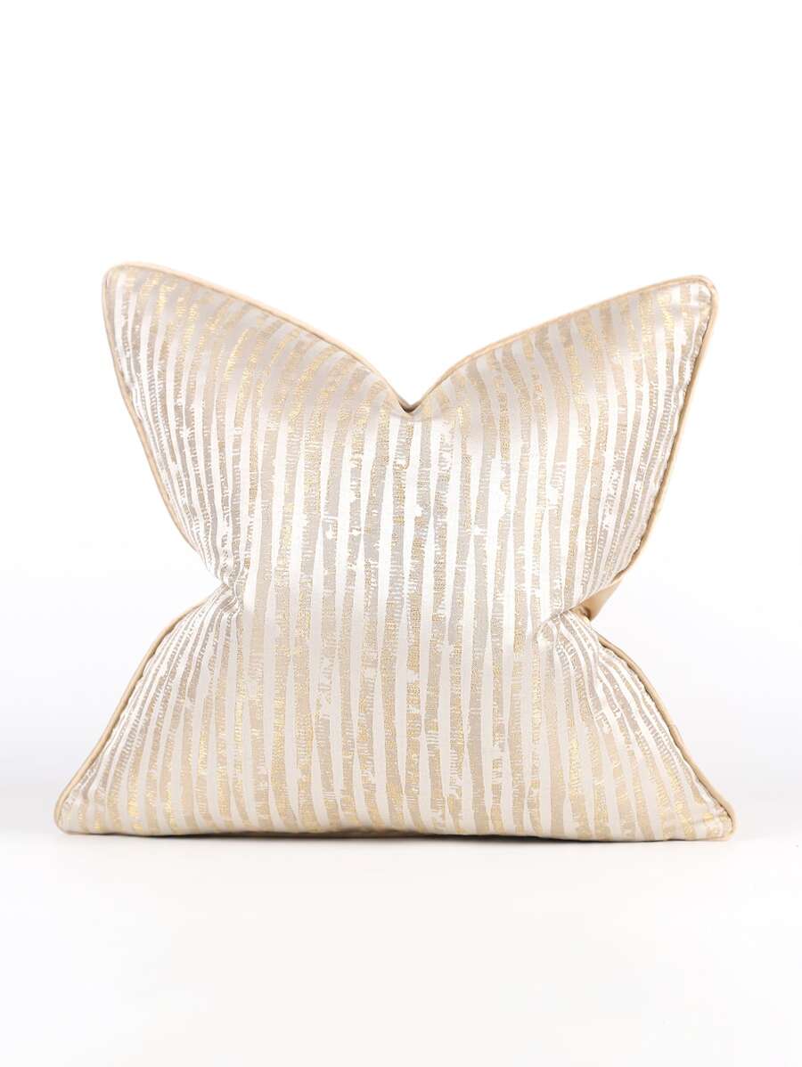 1 件现代简约金色几何图案涤纶提花方形抱枕套，适用于客厅、卧室、办公室，45cm * 45cm、50cm * 50cm、30cm * 50cm，（无枕芯） - 金色 - 查看 1