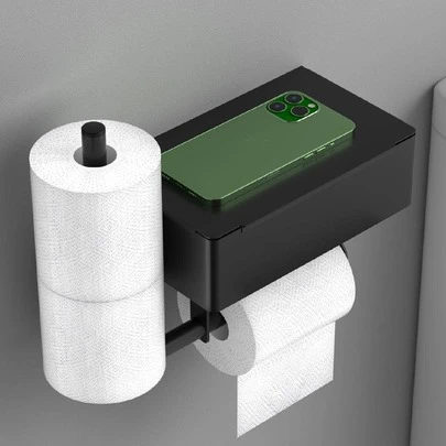 Neuer Feuchttücher-Halter, Toilettenpapier-Halter, Taschentuchbox, Toilettenpapier-Regal, Handyhalter - Moderner wandmontierter Badezimmer-Tissue-Spender und Feuchttücher-Aufbewahrungsorganizer, selbstklebende Installation, ideal für modernes Badezimmer, Badezimmer-Aufbewahrung