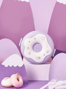 1 个 1000 毫升甜甜圈形带盖便当盒，可爱卡通食品保鲜碗，适合学生、厨房、圣诞礼物、学校用品