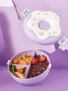 1 个 1000 毫升甜甜圈形带盖便当盒，可爱卡通食品保鲜碗，适合学生、厨房、圣诞礼物、学校用品