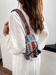 迷你流蘇裝飾幾何樣式胸包合適的適用於度假 - 彩色 - 查看 2