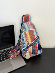 迷你流蘇裝飾幾何樣式胸包合適的適用於度假 - 彩色 - 查看 1