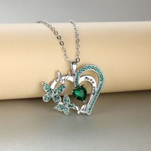1pc Romantic Butterfly Shaped Pendant Necklace, Women's Birthday Party Jewelry - Green - View 2