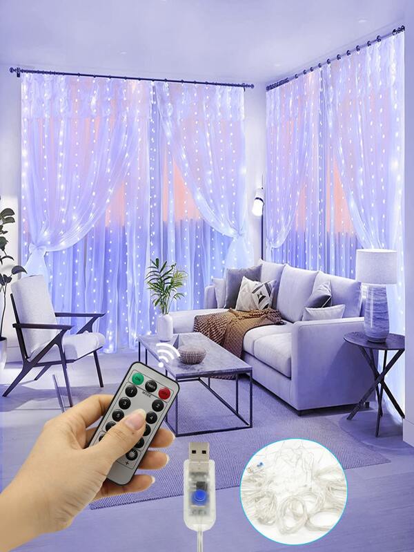 LED Bedroom decorative light LED Leather Rope Curtain Lights 8 Modes