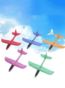 1 件随机颜色大号手抛泡沫滑翔机特技飞机模型玩具儿童手工组装益智玩具 - 彩色 - 查看 4