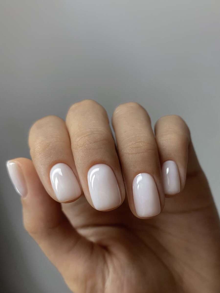 24 Stücke/Set Kurze quadratische einfache einfarbige gefälschte Nägel, Nagelfeile und Jelly-Kleber enthalten, Drucknägel Nagelbedarf - Beige - Übersicht 1