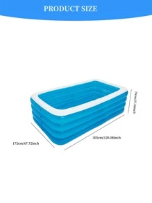 Niños 1 pieza grande inflable cuadrado familia piscina para casa usar , adecuado para grueso plegable exterior nadar baño piscina para jugar - Azul y blanco - Ver 9