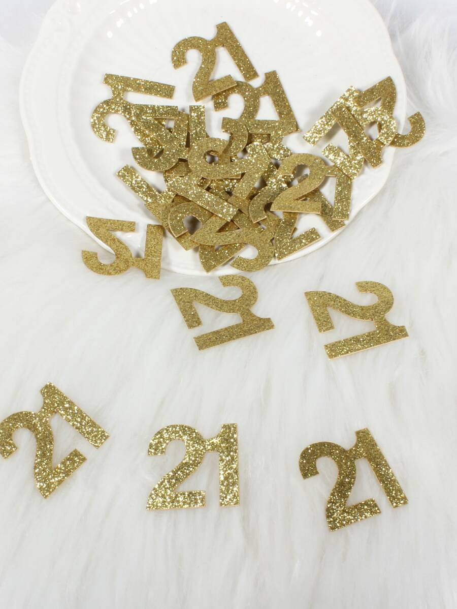 50pcs/Set 21st Birthday Gold Glitter Tabletop Confetti