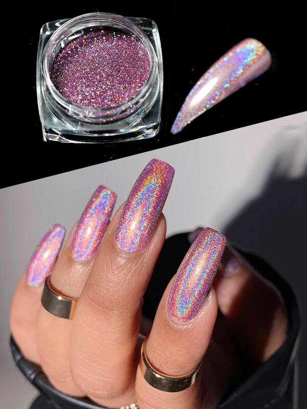 1Box Y2K Aesthetic Holographic Laser Nail Art Glitter Powder For Nail Mirror Polishing Chrome Pigment Shimmer Dip Powder DIY Nail Charms Nail Gems Nail Supplies