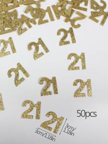 50pcs/Set 21st Birthday Gold Glitter Tabletop Confetti