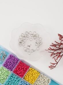 1盒/10格3MM玻璃珠適用於製作首飾類,DIY珠子和掛鉤耳環配件 - 彩色 - 查看 2