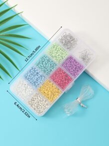 1盒/10格3MM玻璃珠適用於製作首飾類,DIY珠子和掛鉤耳環配件 - 彩色 - 查看 3