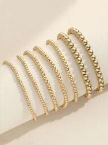 7pcs/set Fashionable Handmade Beaded Bracelets Set Suitable For Women's Daily Wear - Yellow Gold - View 3