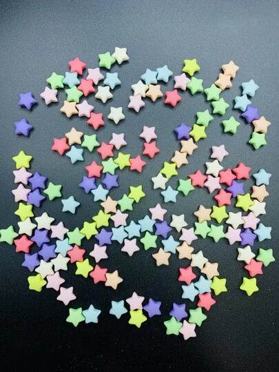 50pcs Matte Light Mixed Color Star Shaped Beads For Diy Bracelet Toy Beaded Ornament, Backpack Decoration & Shoelace Accessory