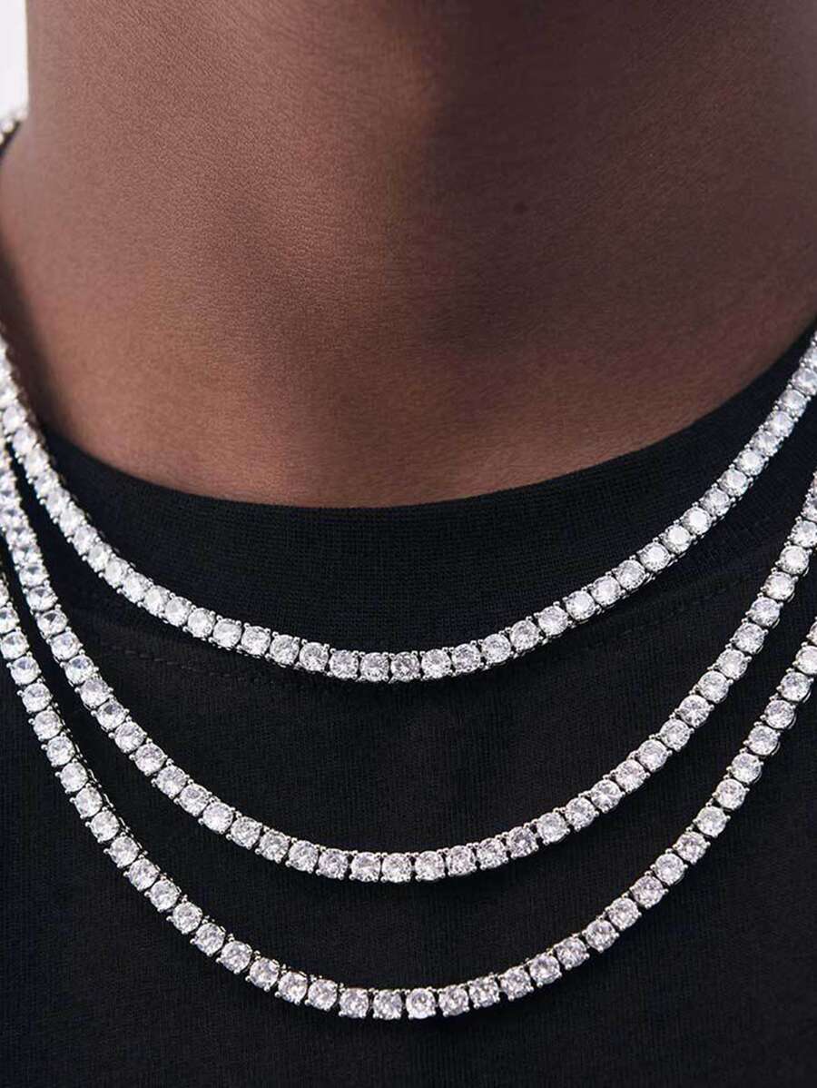 1pc Style Rap Men's Necklace Suitable For Giving Gifts At Parties - Silver - View 1