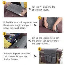 1pc Sofa Armrest Pocket Organizer With 5 Pockets, Remote Control Holder For Sofa Chair, Bedside Storage Rack