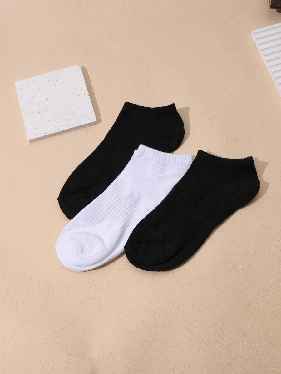 3雙黑色和白色女士襪子適用於日常生活