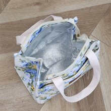 时尚新款女士保温午餐袋，带铝箔衬里和手柄，适用于工作和野餐野餐包便携式学校午餐盒多功能午餐盒袋冷藏袋返校学习用品书包学校必需品大学必需品女士 - 藍色 - 查看 7