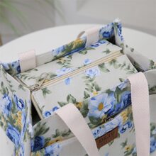 时尚新款女士保温午餐袋，带铝箔衬里和手柄，适用于工作和野餐野餐包便携式学校午餐盒多功能午餐盒袋冷藏袋返校学习用品书包学校必需品大学必需品女士 - 藍色 - 查看 5