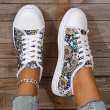 大碼女性休閒帆布鞋,透氣平底運動鞋適用於學生 - 藍色 - 查看 2